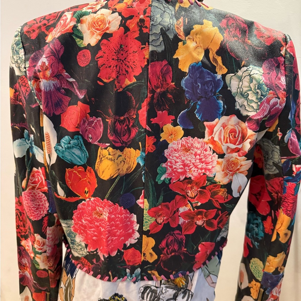 Alice + Olivia Zeta Floral Multicolor Leather Jacket - Picture 4 of 10